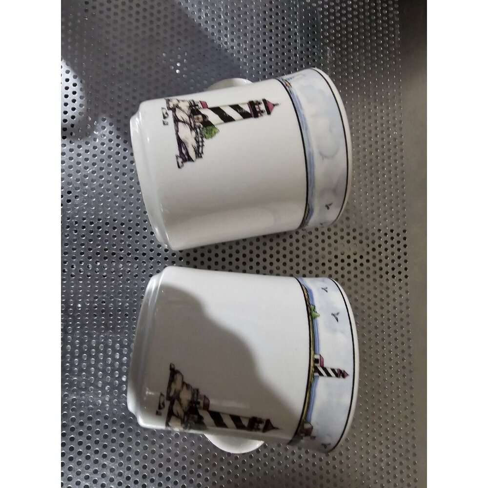 Totally Today Lighthouse Stoneware Mug Cup Coffee Tea Lighthouse Sailboat Set 2